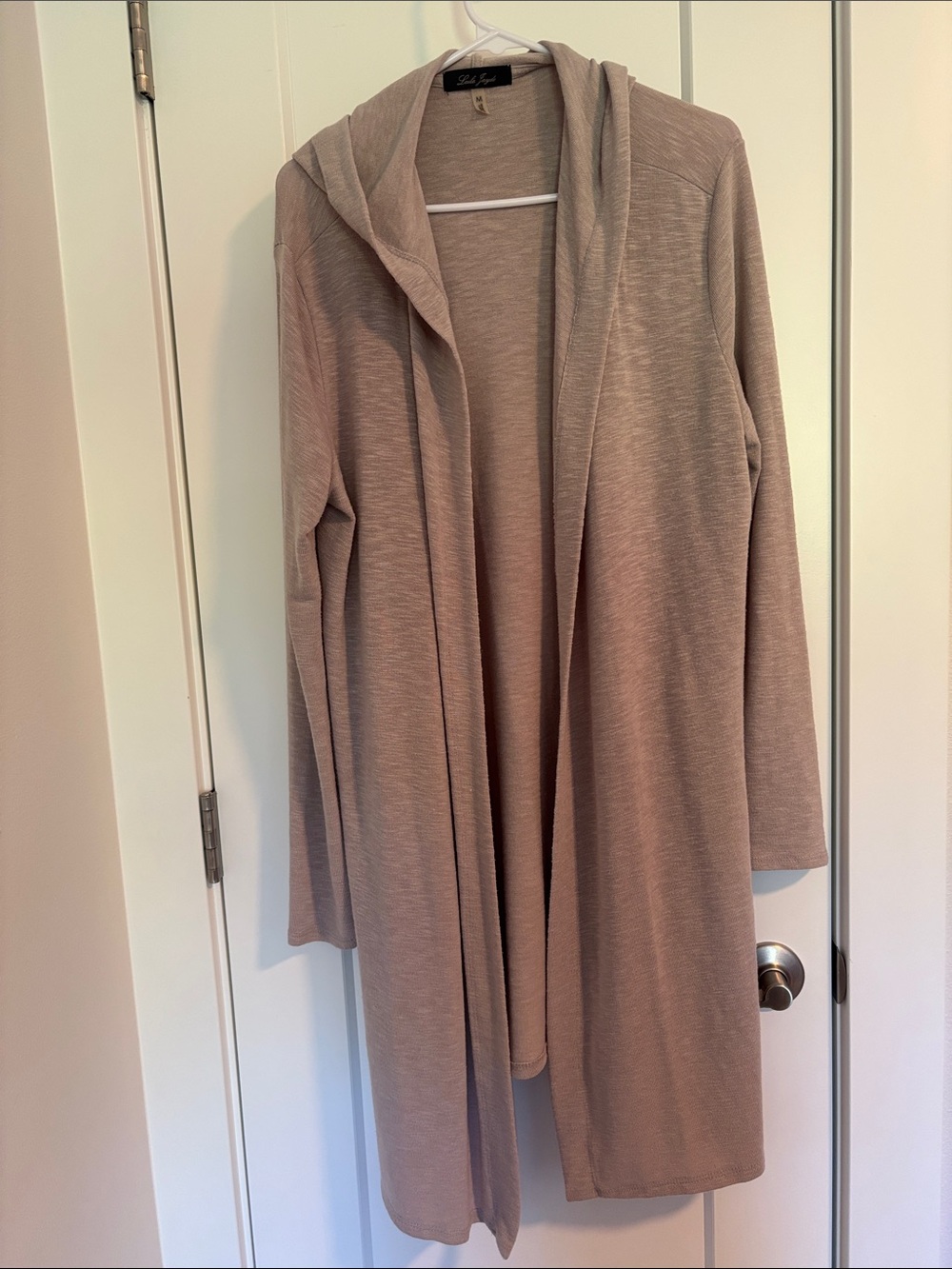 Laila Jayde Light Taupe Knit Hooded Open Cardigan